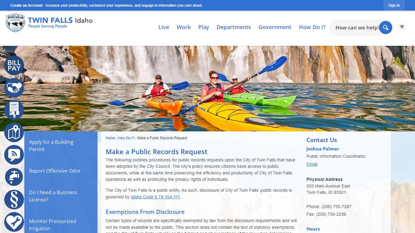 Make a Public Records Request | Twin Falls, ID - Official Website