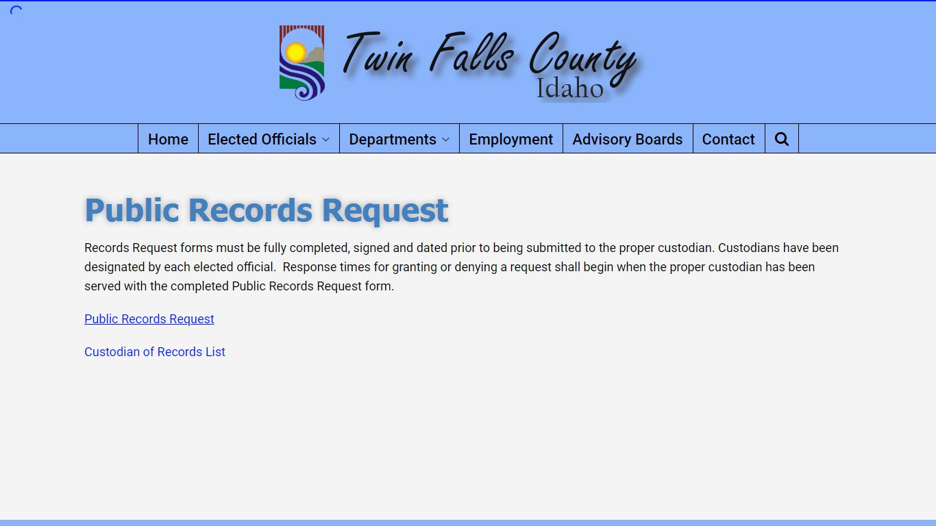 Public Records Request – Twin Falls County