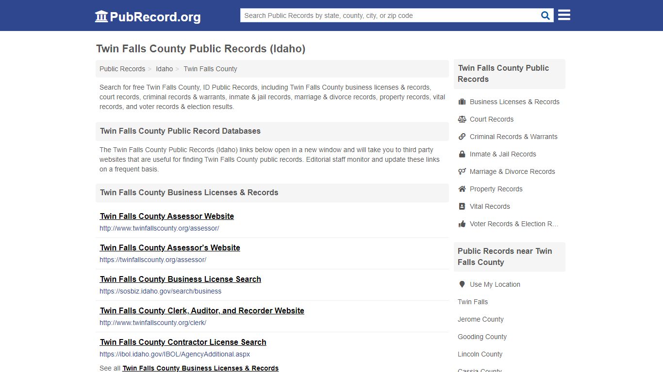 Twin Falls County Public Records (Idaho) - PubRecord.org