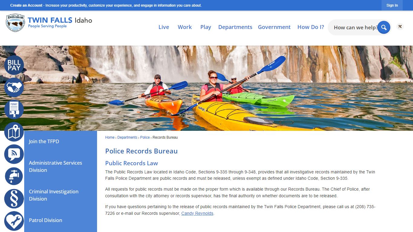 Police Records Bureau | Twin Falls, ID - Official Website